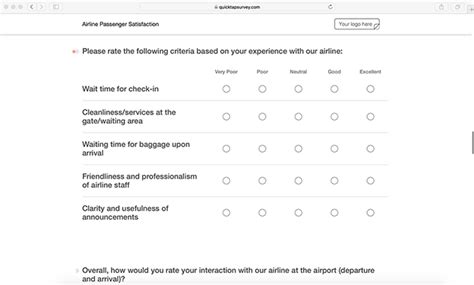 airline survey questions